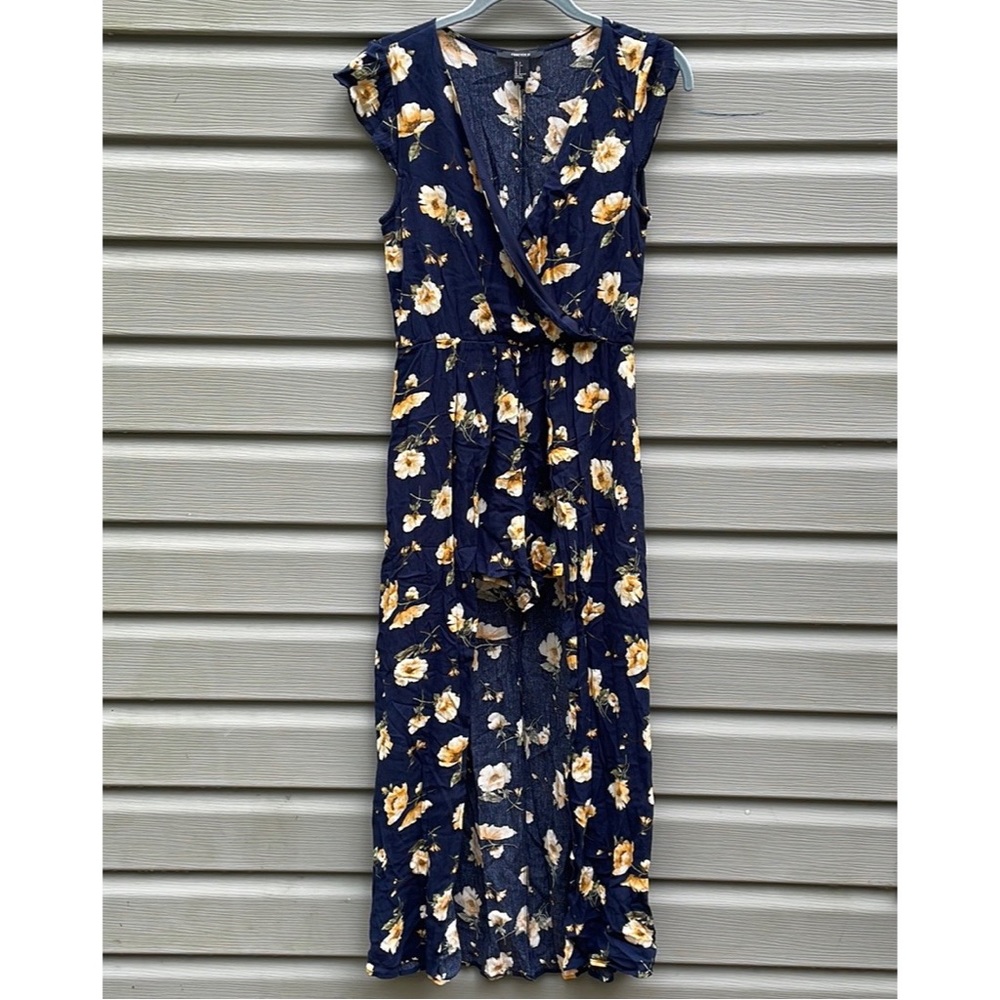 Floral Print Surplice Split Maxi Romper